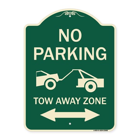 Signmission No Parking Tow-Away Zone W/ Bidirectional Arrow Heavy-Gauge Aluminum Sign, 24" x 18", G-1824-23608 A-DES-G-1824-23608